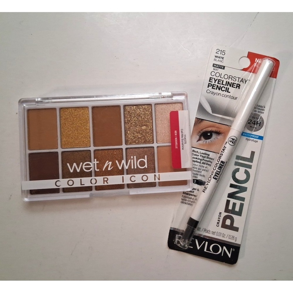 Wet n Wild Color Icon 10 Pan Eyeshadow & Revlon Pencil Eyeliner 215 White New